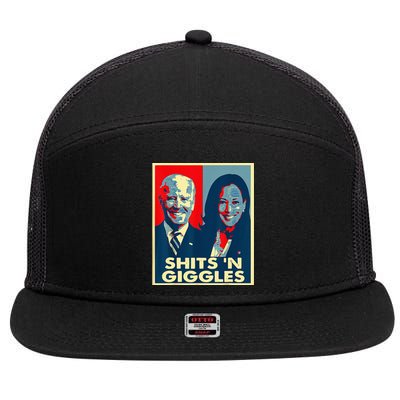 Funny Anti Biden Harris Shits N Giggles Political 7 Panel Mesh Trucker Snapback Hat