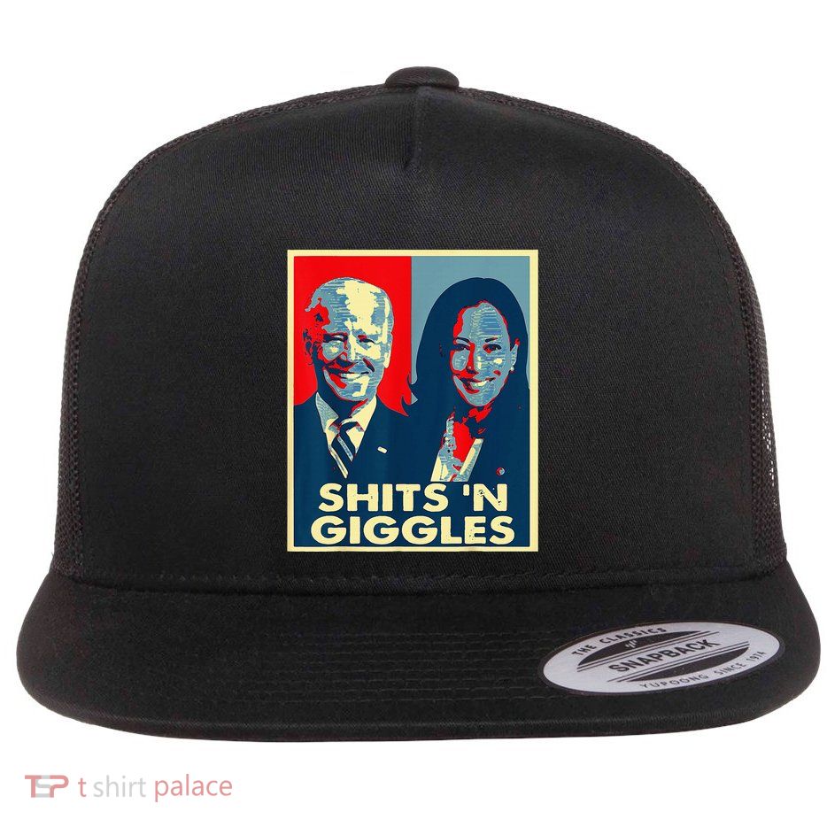 Funny Anti Biden Harris Shits N Giggles Political Flat Bill Trucker Hat