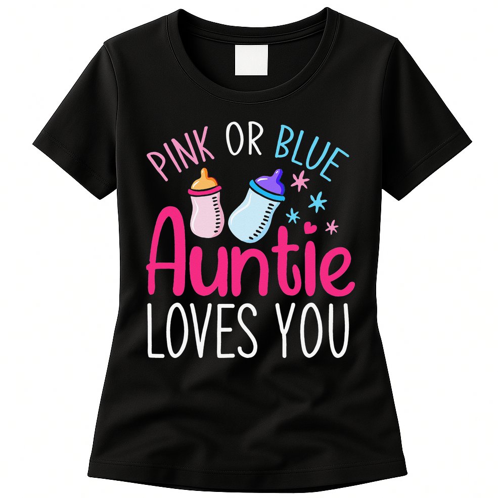 Future Aunt Baby Shower Pregnancy Auntie Gender Reveal Womens T-Shirt