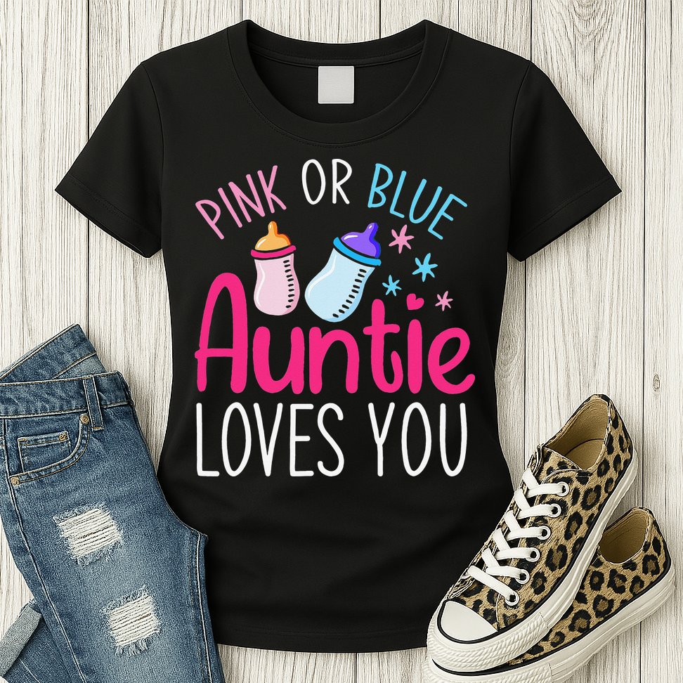 Future Aunt Baby Shower Pregnancy Auntie Gender Reveal Womens T-Shirt