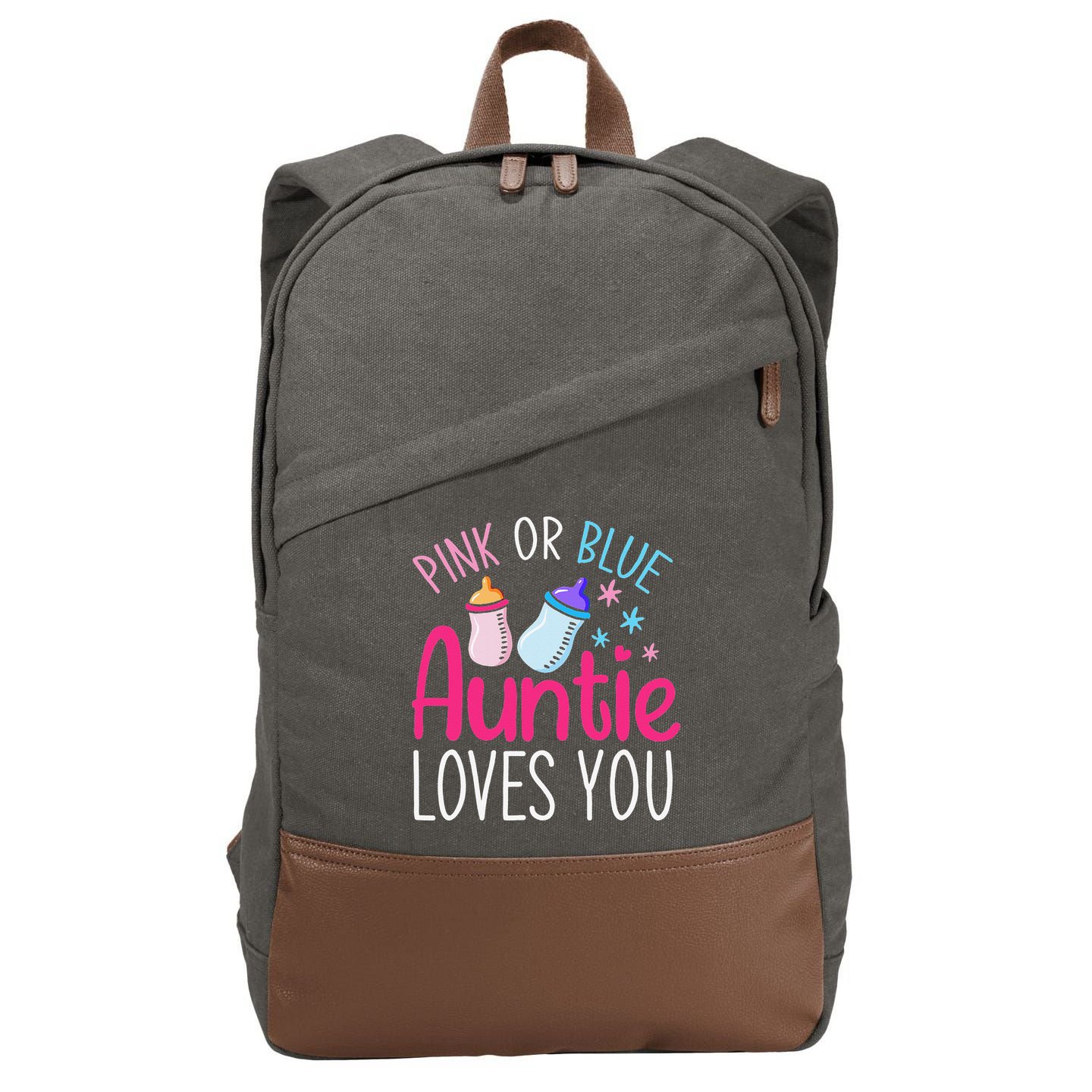 Future Aunt Baby Shower Pregnancy Auntie Gender Reveal Cotton Canvas Backpack