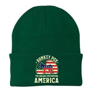 Funny Anti Biden Donkey Pox The Disease Destroying America Knit Cap Winter Beanie