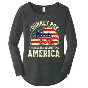 Funny Anti Biden Donkey Pox The Disease Destroying America Women's Perfect Tri Tunic Long Sleeve Shirt