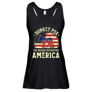 Funny Anti Biden Donkey Pox The Disease Destroying America Ladies Essential Flowy Tank