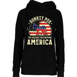 Funny Anti Biden Donkey Pox The Disease Destroying America Womens Funnel Neck Pullover Hood