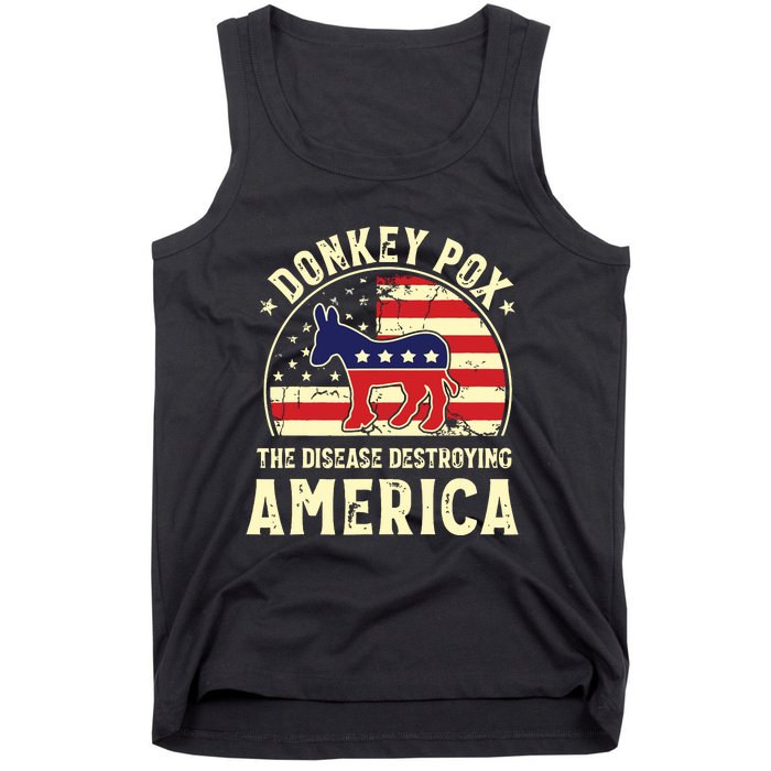 Funny Anti Biden Donkey Pox The Disease Destroying America Tank Top