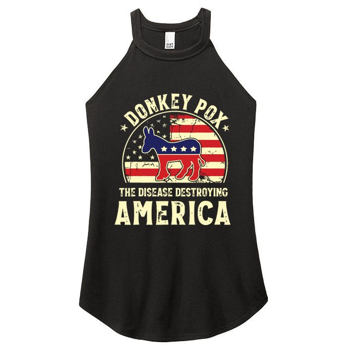 Funny Anti Biden Donkey Pox The Disease Destroying America Women's Perfect Tri Rocker Tank