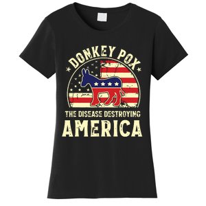 Funny Anti Biden Donkey Pox The Disease Destroying America Women's T-Shirt