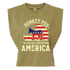 Funny Anti Biden Donkey Pox The Disease Destroying America Garment-Dyed Women's Muscle Tee