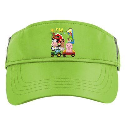 Farm Animals Barnyard Tractor 1st Birthday I'm 1 Year Old Adult Drive Performance Visor