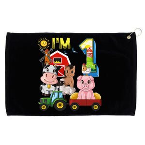 Farm Animals Barnyard Tractor 1st Birthday I'm 1 Year Old Grommeted Golf Towel