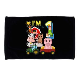 Farm Animals Barnyard Tractor 1st Birthday I'm 1 Year Old Microfiber Hand Towel