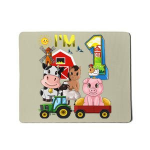 Farm Animals Barnyard Tractor 1st Birthday I'm 1 Year Old Mousepad