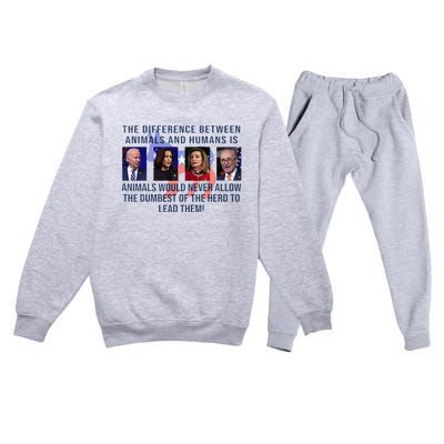 Funny Anti Biden Never Allow The Dumbest To Lead Democrats Premium Crewneck Sweatsuit Set