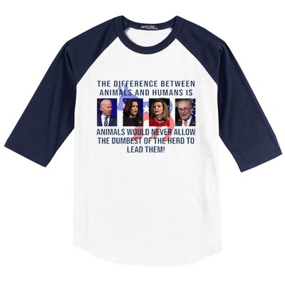 Funny Anti Biden Never Allow The Dumbest To Lead Democrats Baseball Sleeve Shirt