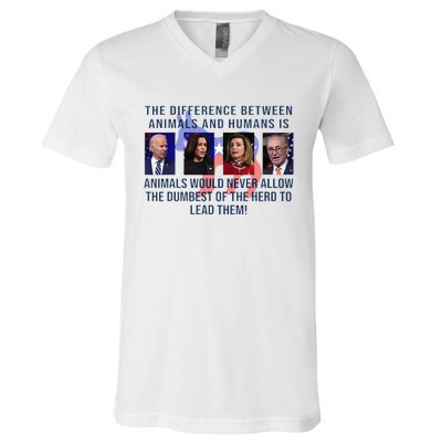 Funny Anti Biden Never Allow The Dumbest To Lead Democrats V-Neck T-Shirt