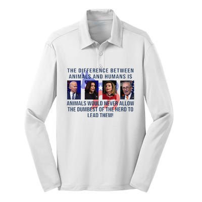 Funny Anti Biden Never Allow The Dumbest To Lead Democrats Silk Touch Performance Long Sleeve Polo