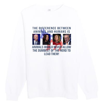 Funny Anti Biden Never Allow The Dumbest To Lead Democrats Premium Crewneck Sweatshirt