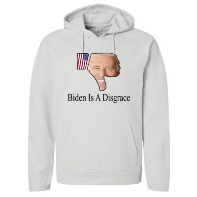 Funny Anti Biden Tee Biden Is A Disgrace Performance Fleece Hoodie