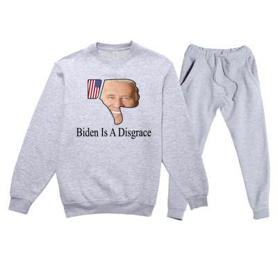 Funny Anti Biden Tee Biden Is A Disgrace Premium Crewneck Sweatsuit Set