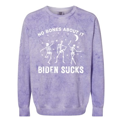 Funny Anti Biden Halloween Biden Sucks Dancing Skeletons Gift Colorblast Crewneck Sweatshirt