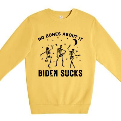 Funny Anti Biden Halloween Biden Sucks Dancing Skeletons Gift Premium Crewneck Sweatshirt