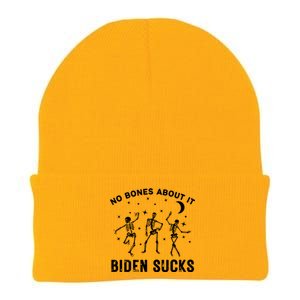 Funny Anti Biden Halloween Biden Sucks Dancing Skeletons Gift Knit Cap Winter Beanie