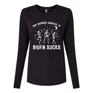 Funny Anti Biden Halloween Biden Sucks Dancing Skeletons Gift Womens Cotton Relaxed Long Sleeve T-Shirt