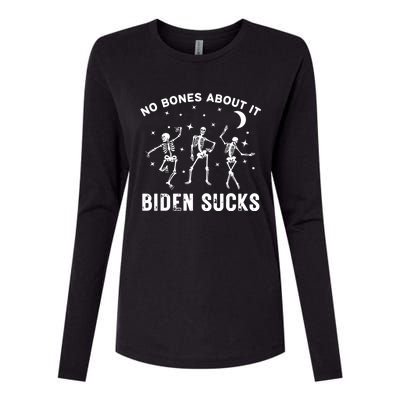 Funny Anti Biden Halloween Biden Sucks Dancing Skeletons Gift Womens Cotton Relaxed Long Sleeve T-Shirt