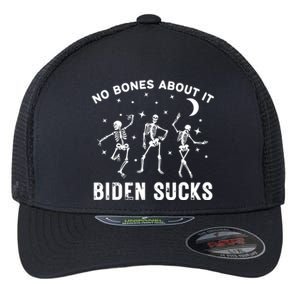 Funny Anti Biden Halloween Biden Sucks Dancing Skeletons Gift Flexfit Unipanel Trucker Cap