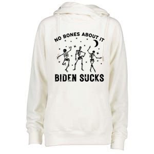 Funny Anti Biden Halloween Biden Sucks Dancing Skeletons Gift Womens Funnel Neck Pullover Hood