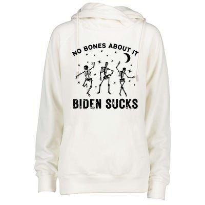 Funny Anti Biden Halloween Biden Sucks Dancing Skeletons Gift Womens Funnel Neck Pullover Hood