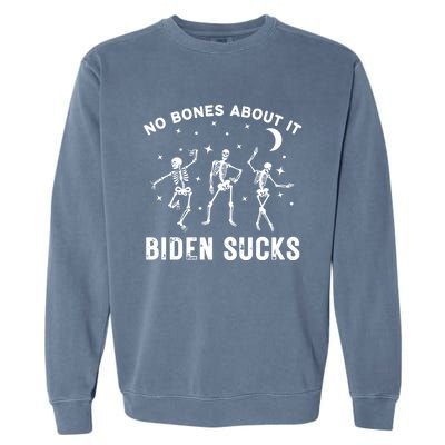 Funny Anti Biden Halloween Biden Sucks Dancing Skeletons Gift Garment-Dyed Sweatshirt