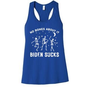 Funny Anti Biden Halloween Biden Sucks Dancing Skeletons Gift Women's Racerback Tank