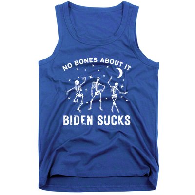 Funny Anti Biden Halloween Biden Sucks Dancing Skeletons Gift Tank Top