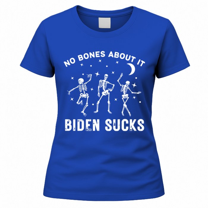 Funny Anti Biden Halloween Biden Sucks Dancing Skeletons Gift Women's T-Shirt