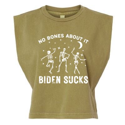 Funny Anti Biden Halloween Biden Sucks Dancing Skeletons Gift Garment-Dyed Women's Muscle Tee