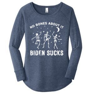 Funny Anti Biden Halloween Biden Sucks Dancing Skeletons Gift Women's Perfect Tri Tunic Long Sleeve Shirt