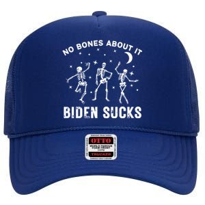 Funny Anti Biden Halloween Biden Sucks Dancing Skeletons Gift High Crown Mesh Back Trucker Hat