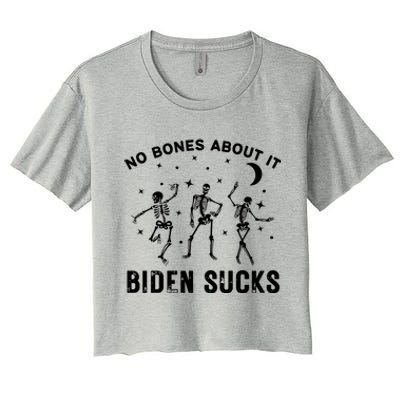 Funny Anti Biden Halloween Biden Sucks Dancing Skeletons Gift Women's Crop Top Tee