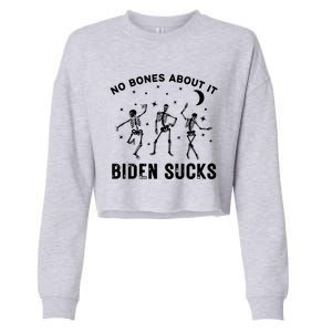 Funny Anti Biden Halloween Biden Sucks Dancing Skeletons Gift Cropped Pullover Crew