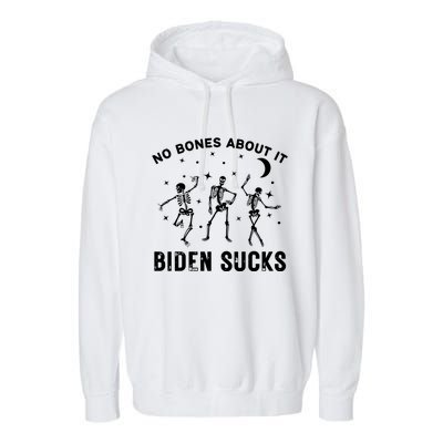 Funny Anti Biden Halloween Biden Sucks Dancing Skeletons Gift Garment-Dyed Fleece Hoodie