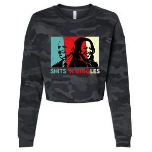 Funny Anti Biden Harris Shits 'N Giggles Political Gift Cropped Pullover Crew