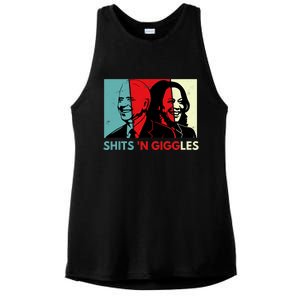 Funny Anti Biden Harris Shits 'N Giggles Political Gift Ladies PosiCharge Tri-Blend Wicking Tank