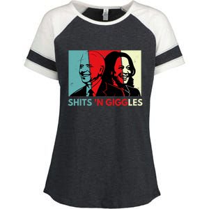 Funny Anti Biden Harris Shits 'N Giggles Political Gift Enza Ladies Jersey Colorblock Tee