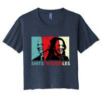 Funny Anti Biden Harris Shits 'N Giggles Political Gift Women's Crop Top Tee