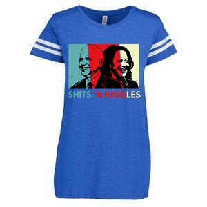 Funny Anti Biden Harris Shits 'N Giggles Political Gift Enza Ladies Jersey Football T-Shirt