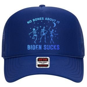 Funny Anti Biden Halloween Biden Sucks Dancing Skeletons Meaningful Gift High Crown Mesh Back Trucker Hat