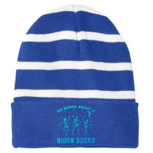 Funny Anti Biden Halloween Biden Sucks Dancing Skeletons Meaningful Gift Striped Beanie with Solid Band