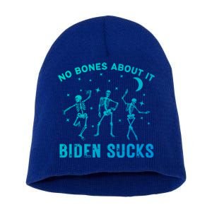 Funny Anti Biden Halloween Biden Sucks Dancing Skeletons Meaningful Gift Short Acrylic Beanie